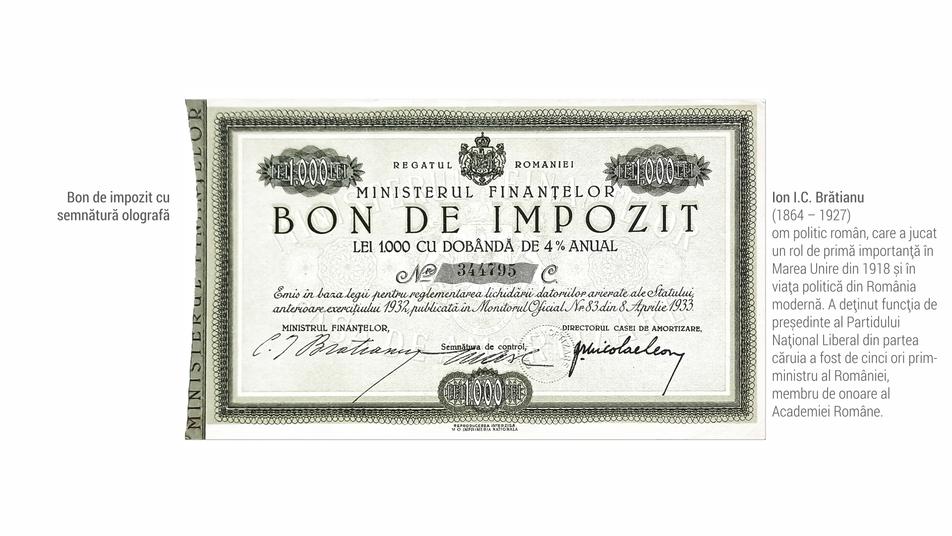 1864-Ion-I-C-Bratianu-Bon-de-impozit